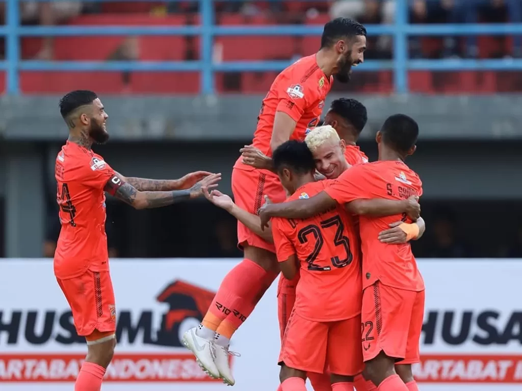 Ilustrasi Liga 1 2020: Skuad Borneo FC melakukan selebrasi gol. (Instagram/liga1match)