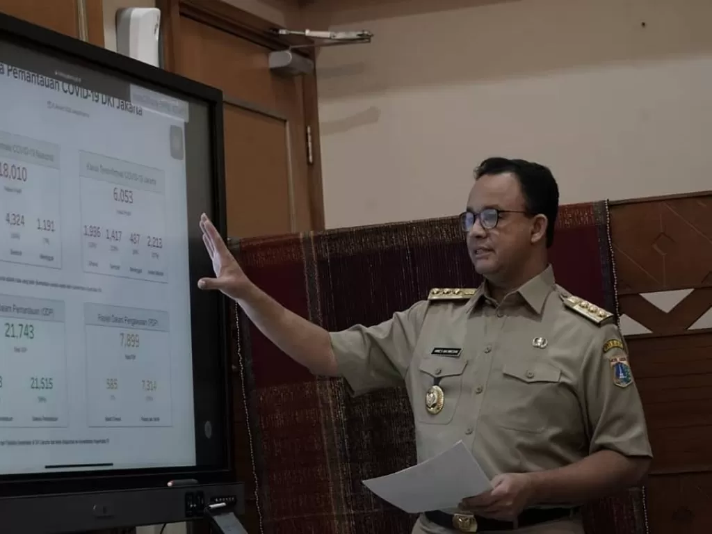 Gubernur DKI Jakarta Anies Baswedan tengah evaluasi data corona. (Instagram/@dkijakarta).