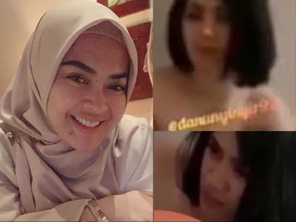 Aisyahrani (kiri) dan cuplikan video syur seorang perempuan mirip Syahrini (kanan). (Foto: Istimewa)