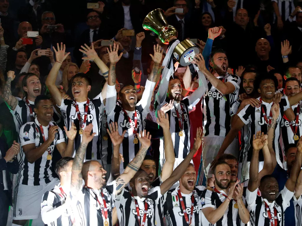 Juventus ketika menjuarai Coppa Italia musim 2018/2019. (REUTERS/Stefano Rellandini)