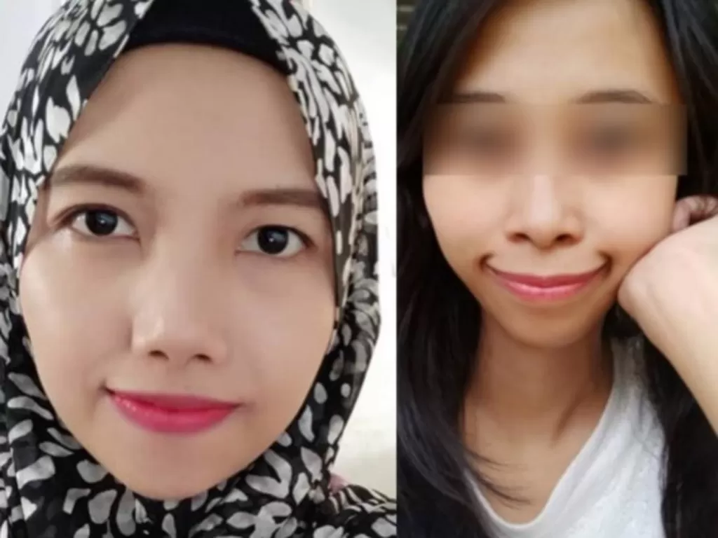 Perbandingan wajah istri sah (kiri) dengan pelakor PNS Puskesmas (kanan). (Facebook/Ulies Chan)