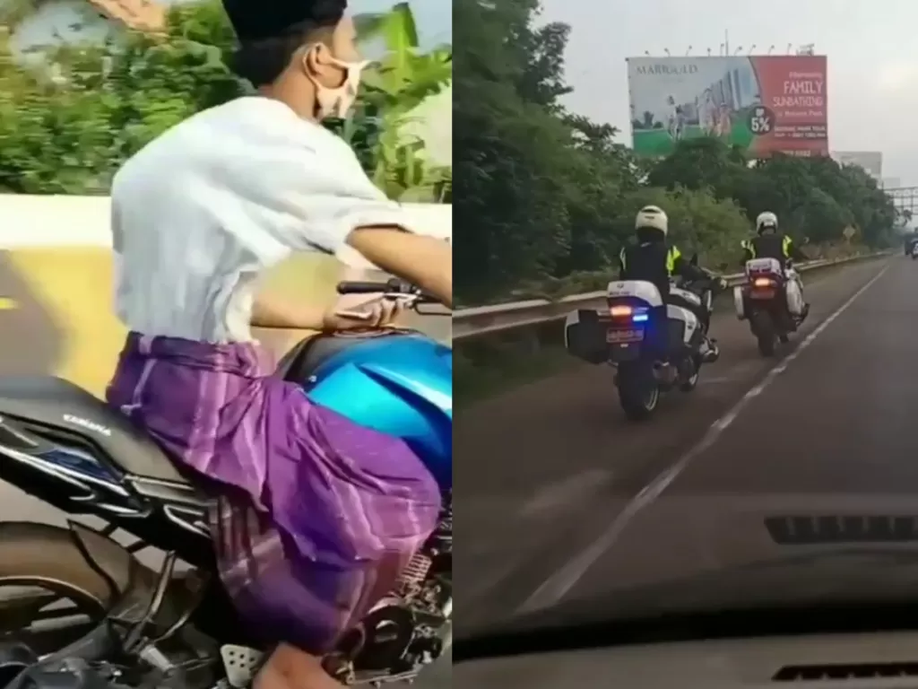 Aksi santuy pengendara motor masuk jalan tol. (Instagram/jakarta.terkini)