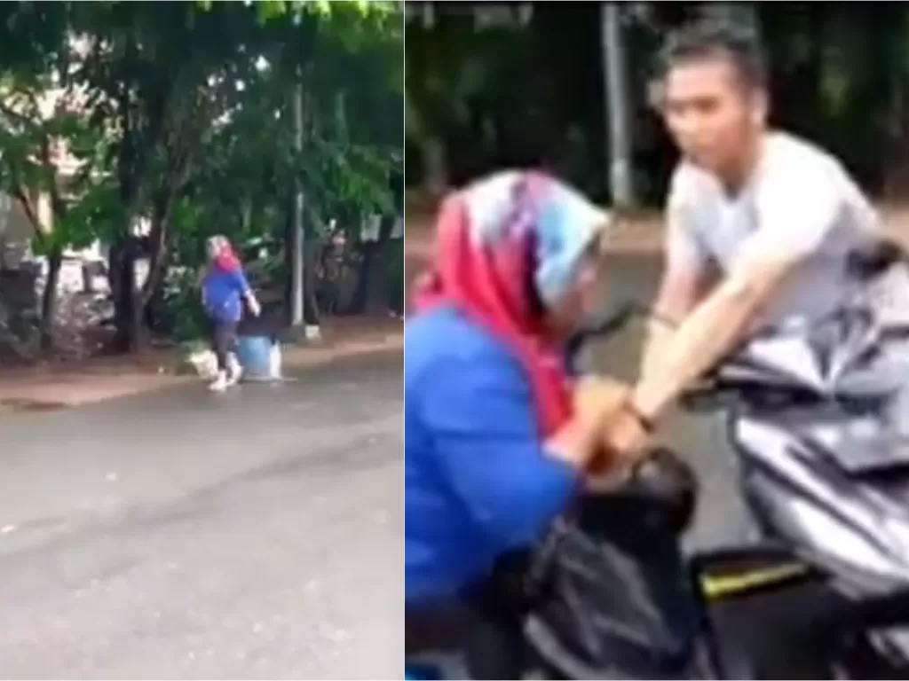 Wanita minta tolong usai ditegur diduga karena buang sampah sembarangan (Facebook/Yuni Rusmini)