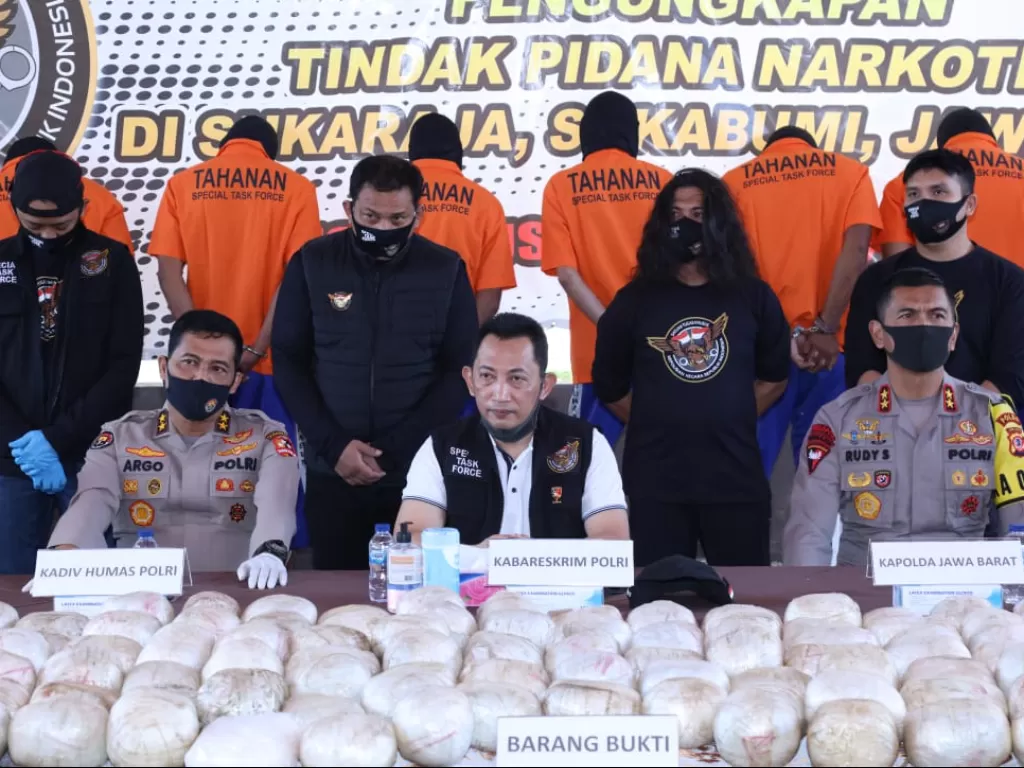 Polisi amankan 402 kg sabu asal Iran di Sukabumi. (Dok Divisi Humas Mabes Polri).