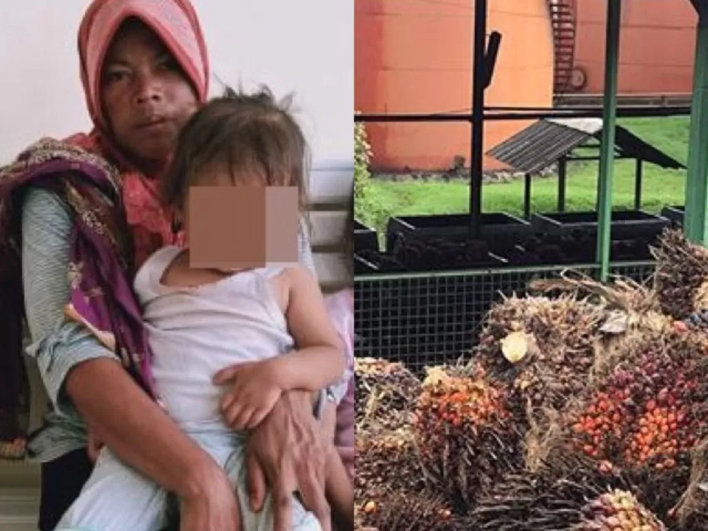 Rica (31), ibu tiga anak balita diseret ke meja hijau oleh PTPN V Sei Rokan, Pekanbaru, Riau, karena mencuri sawit senilai Rp 76 ribu. (Foto: Istimewa)
