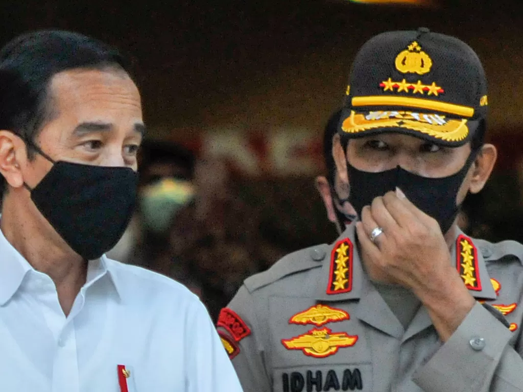 Presiden Jokowi bersama Kapolri Jenderal Idham Azis (ANTARA)