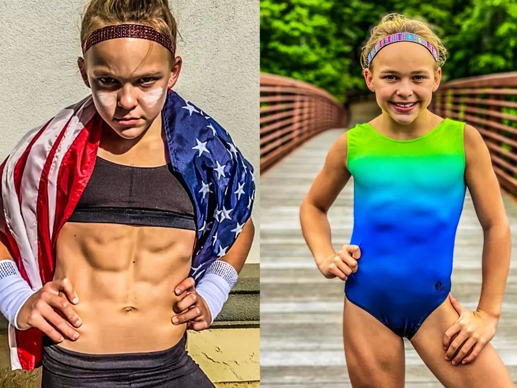 Gadis berusia 10 tahun yang memiliki otot six pack. (Photo/Instagram/@lyzabrooks)