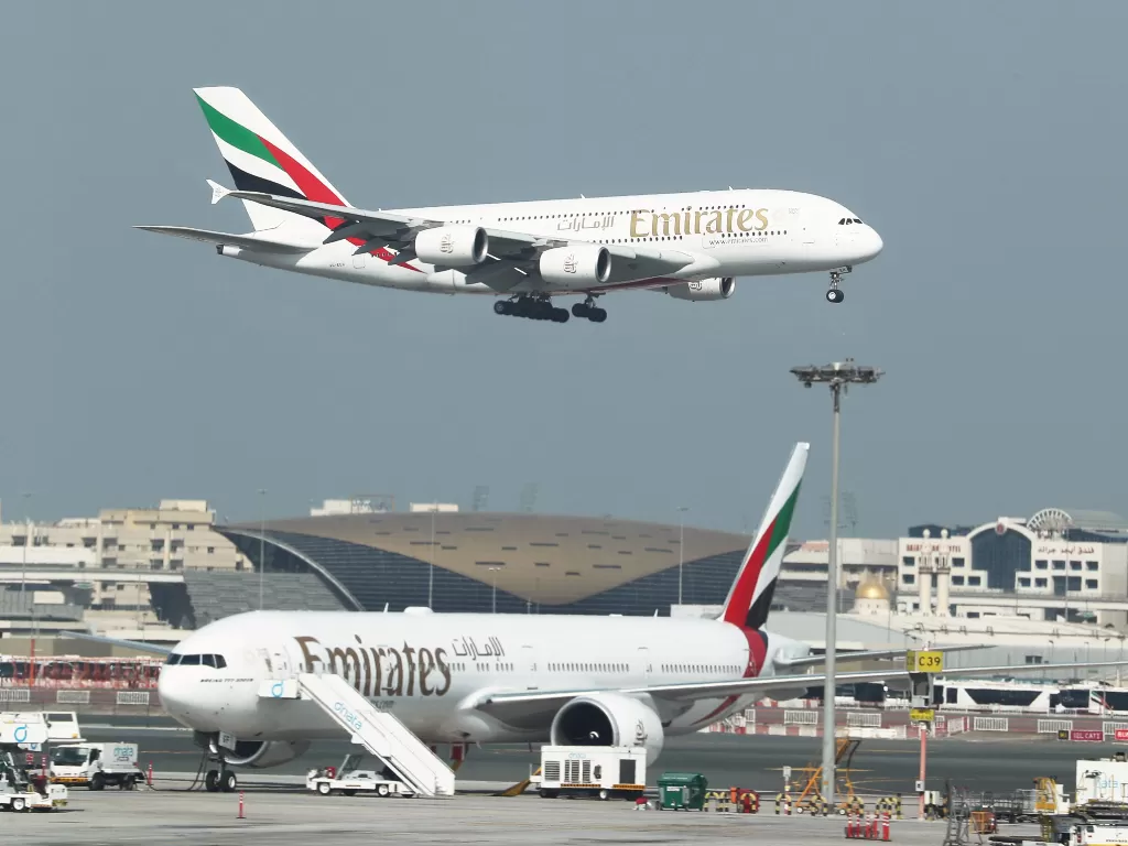 Emirates Airlines saat mendarat di bandara Dubai. ( REUTERS/Hamad I Mohammed)
