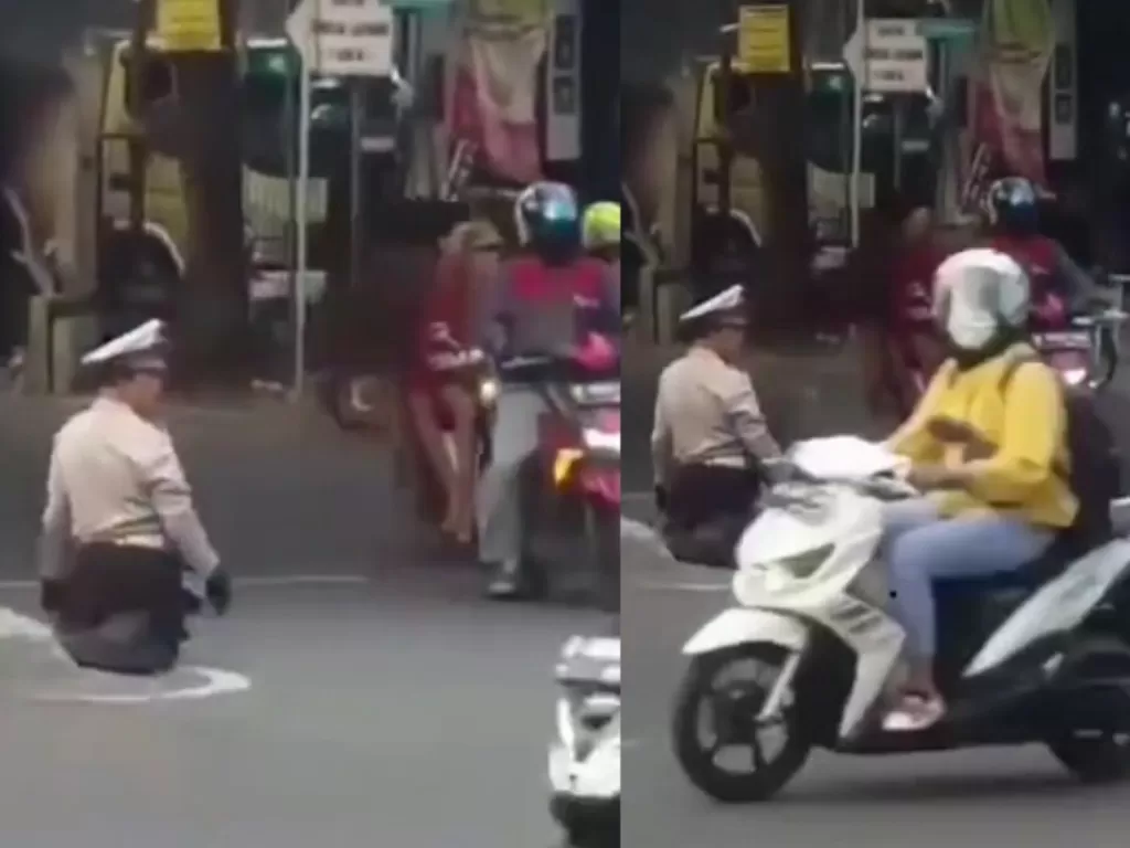 Cuplikan Bang Dedi mengatur lalu lintas di Jalan Gotong Royong, Ciledug, Tangerang. (Foto: Istimewa)