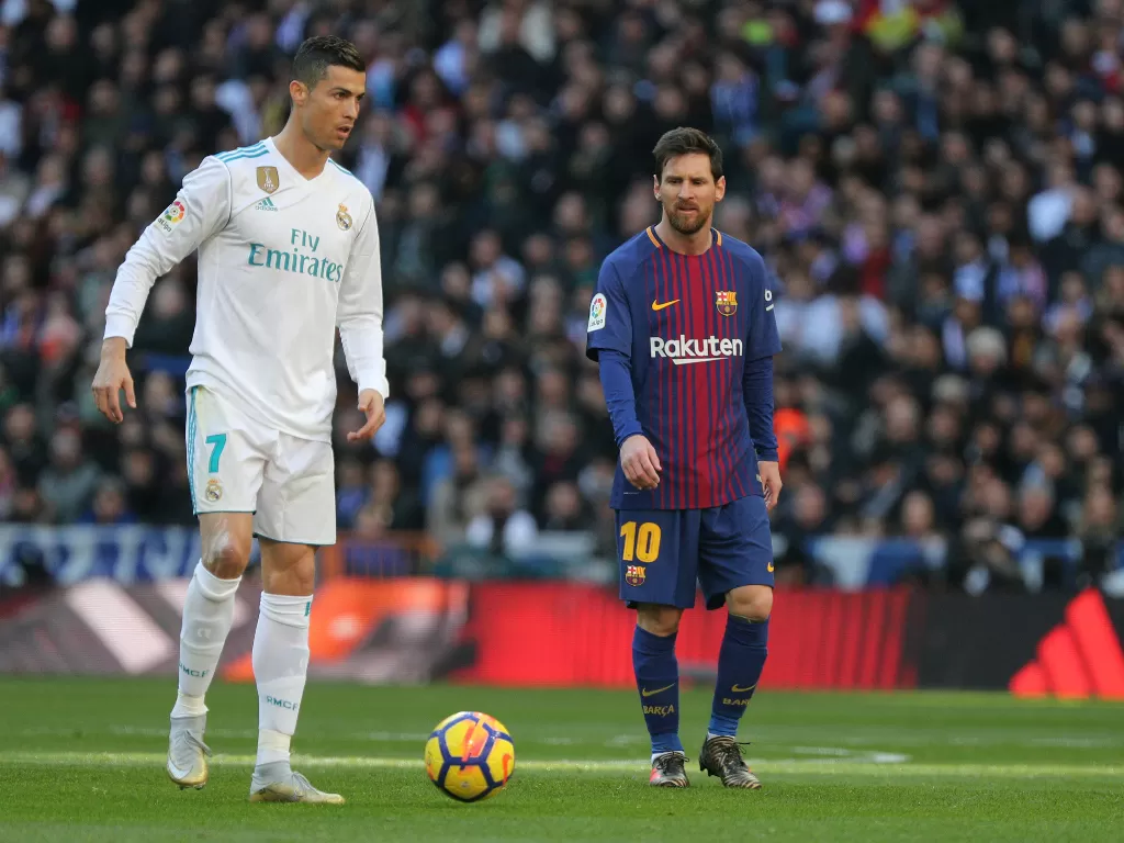 Cristiano Ronaldo dan Lionel Messi. (REUTERS/Sergio Perez)