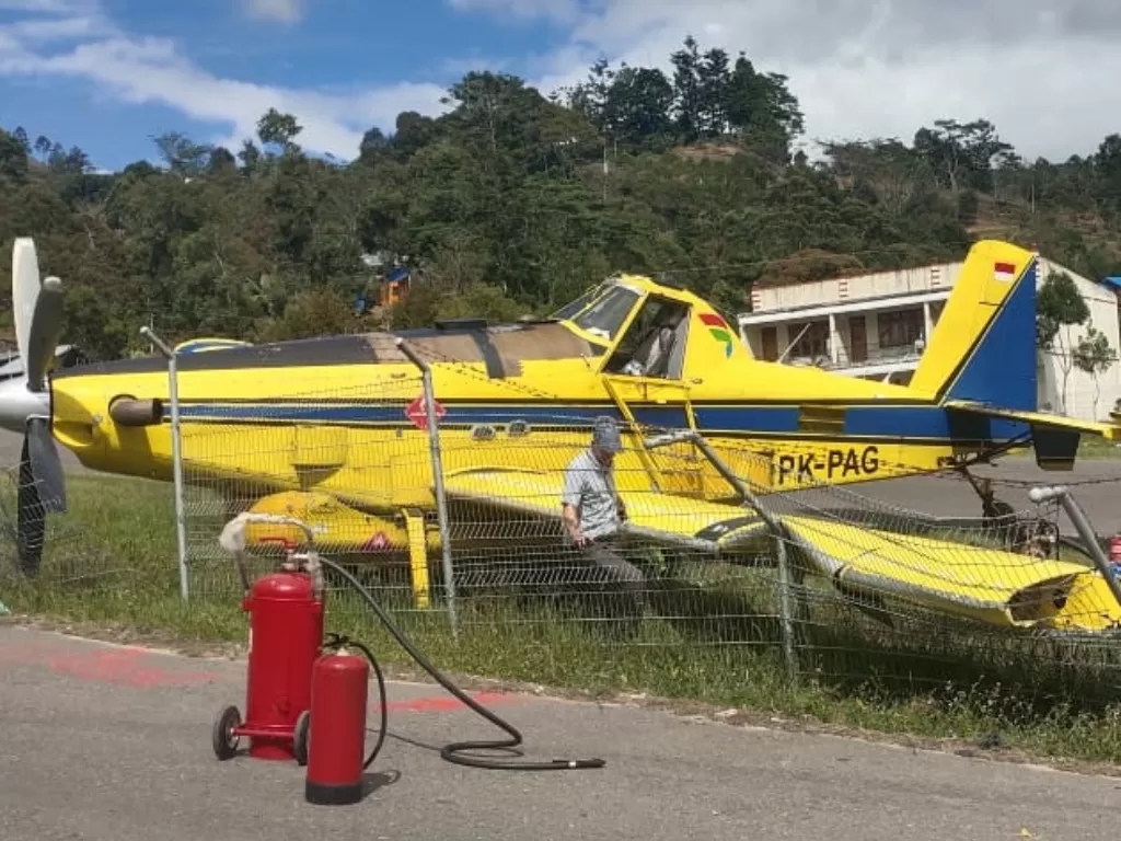 Foto pasca kecelakaan pesawat di Papua. (Humas Polda Papua)