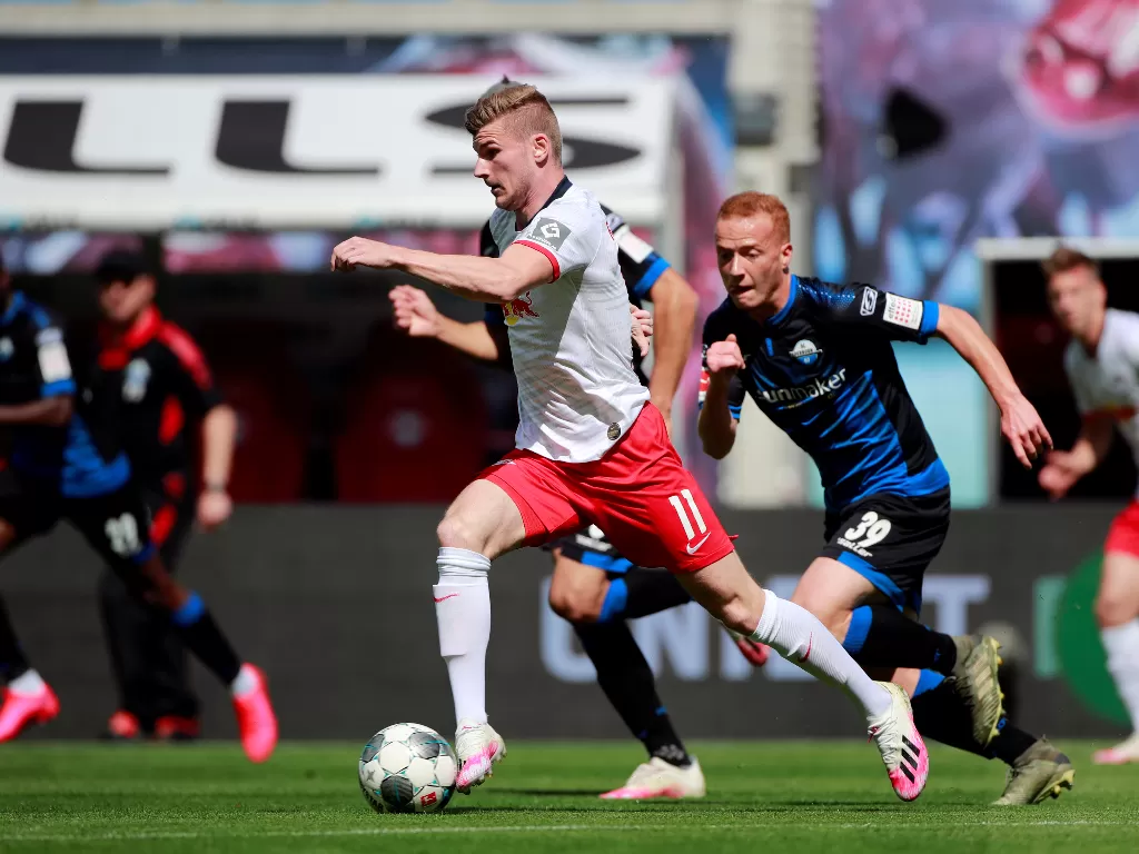 Penyerang RB Leipzig, Timo Werner. (REUTERS/Hannibal Hanschke)