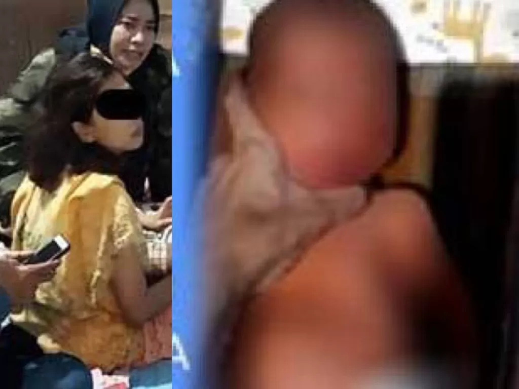 EF (gaun kuning tanpa kerudung) tega menyiksa bayinya karena kesal pacarnya tak mau mengakui bayinya dan kabur dengan perempuan lain. (Foto: Istimewa)