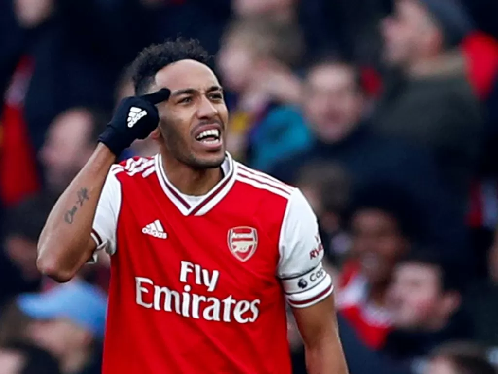 Penyerang Arsenal, Pierre-Emerick Aubameyang. (REUTERS/Eddie Keogh)
