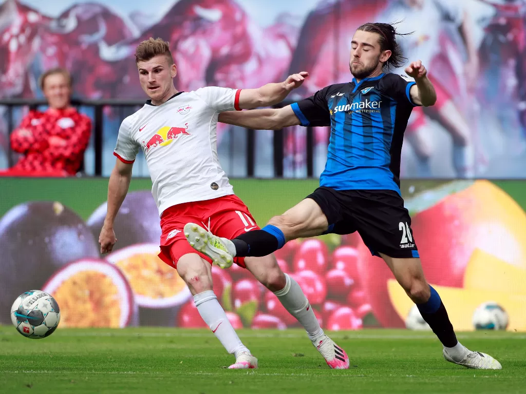 Penyerang RB Leipzig, Timo Werner. (REUTERS/Hannibal Hanschke)