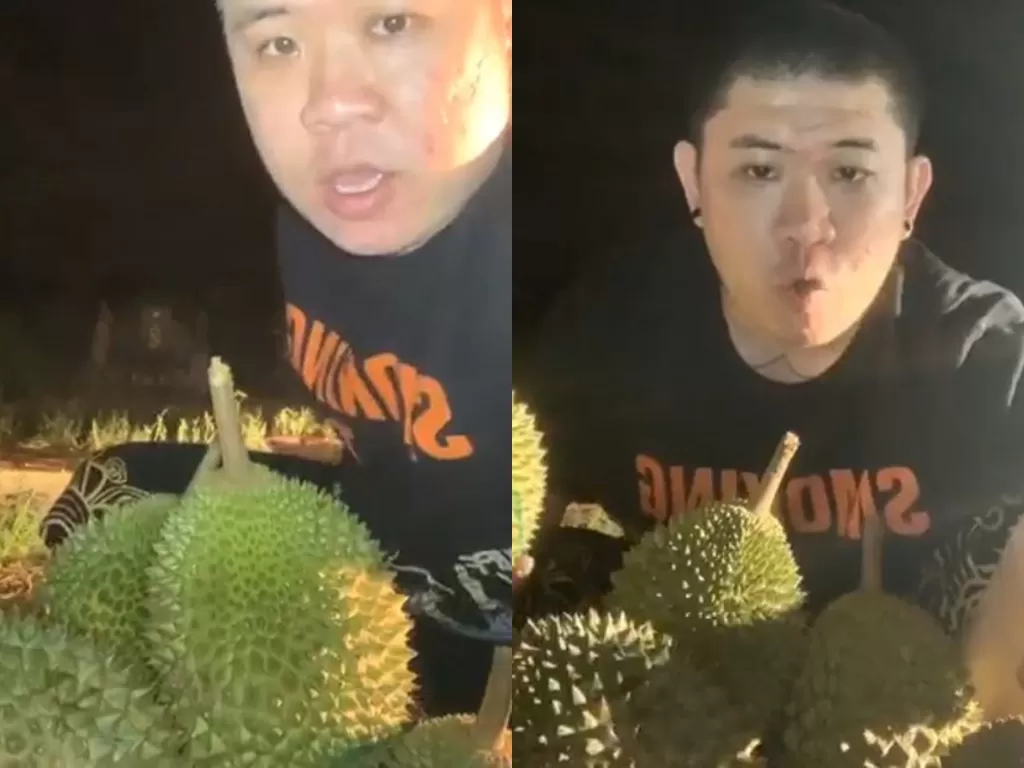 Pria Singapura melelang durian di tengah kuburan. (Facebook/i-deal Trades)