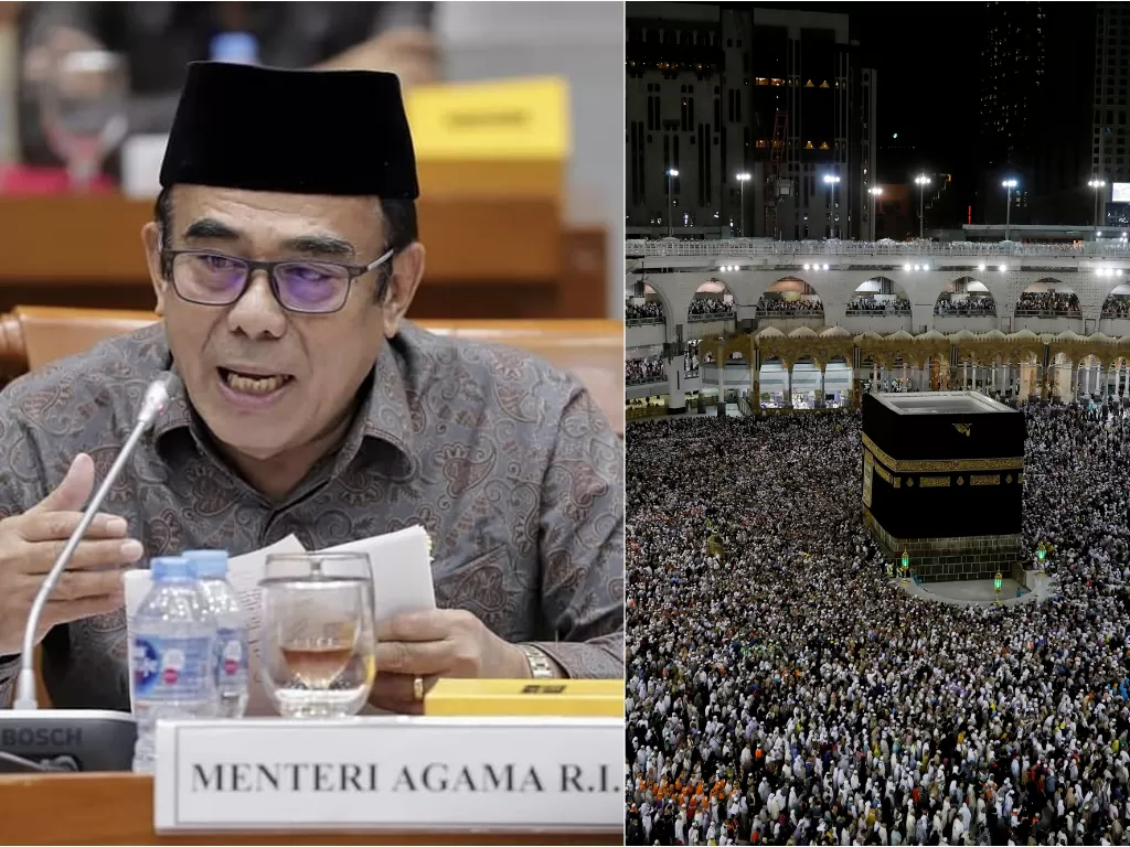 Kiri: Menteri Agama, Fachrul Razi. (instagram/@fachrulrazi__official). Kanan: Ilustrasi pelaksaan ibadah haji. (REUTERS/Umit Bektas)
