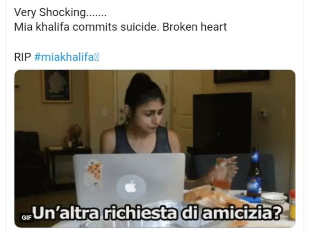 Cek fakta: Mia Khalifa bunuh diri. (Istimewa)