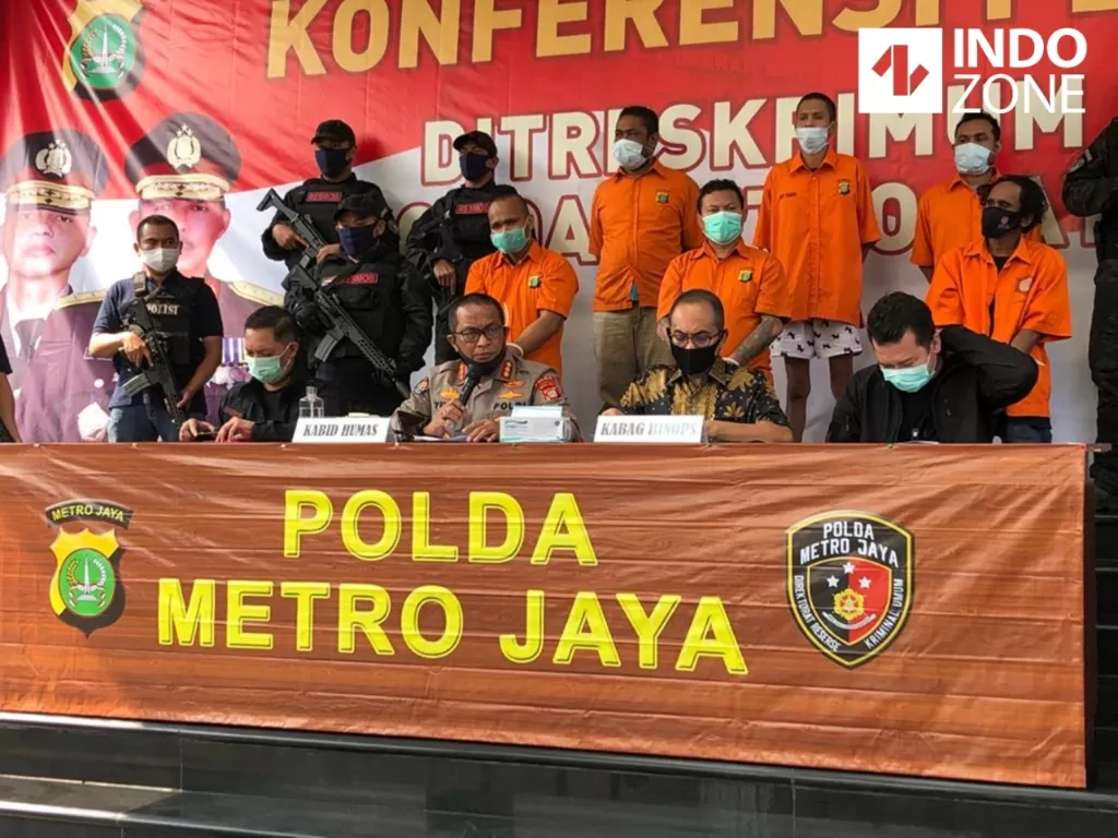 Konferensi pers penangkapan 5 DPO kasus kelompok John Kei di Polda Metro Jaya, Jumat (26/6/2020). (INDOZONE/Samsudhuha Wildansyah)