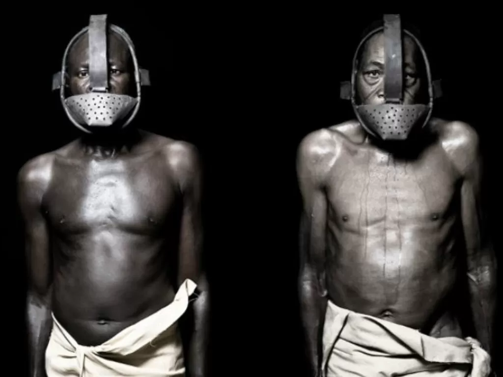 Ilustrasi topeng pemakan kotoran/the dirt eating mask. (revistasera.info/Fabrice Monteiro)