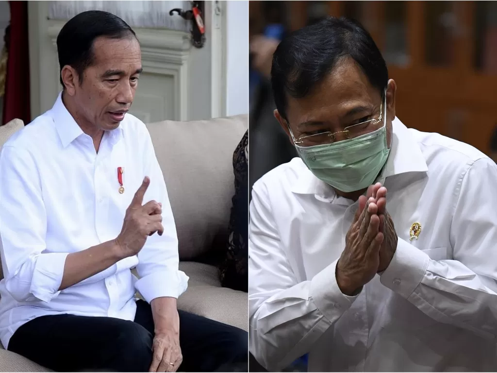 Kiri: Presiden Jokowi. (Instagram/@jokowi). Kanan: Menkes Terawan. (ANTARA FOTO/Puspa Perwitasari)