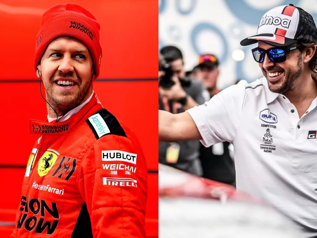 Sebastian Vettel (kiri) dan Fernando Alonso (kanan). (Instagram/@scuderiaferrari/@fernandoalo_oficial)