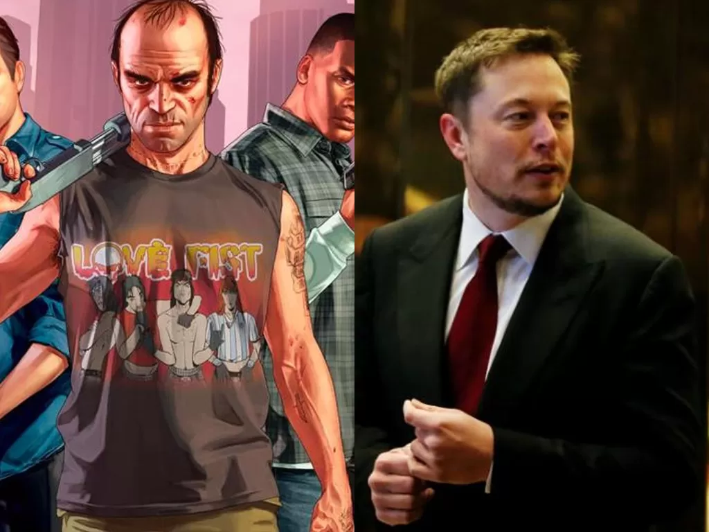 Game Grand Theft Auto V dan CEO Tesla, Elon Musk (photo/Rockstar Games/REUTERS)