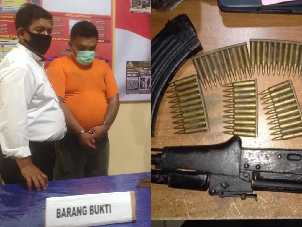 Suratno (30), mantan narapidana ditangkap lagi karena kepemilikan senjata api. (Foto: Dokumentasi Polres Medan Barat)
