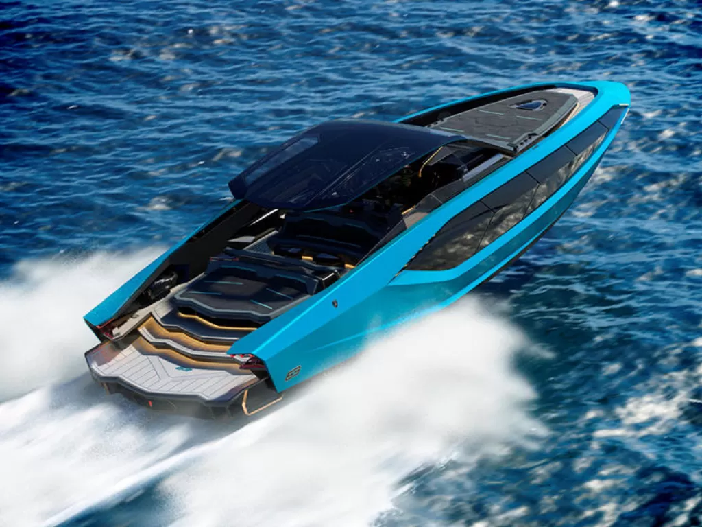 Speed boat terbaru buatan Lamborghini, Lamborghini 63 Tecnomar. (carbuzz.com)