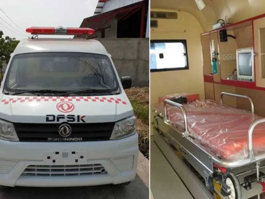 Ilustrasi tampilan ekterior dan interior mobil Ambulans DFSK. (Dok. Corousell).