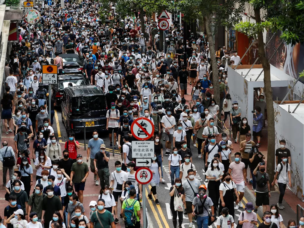 Aksi protes warga Hong Kong. (REUTERS/Tyrone Siu)