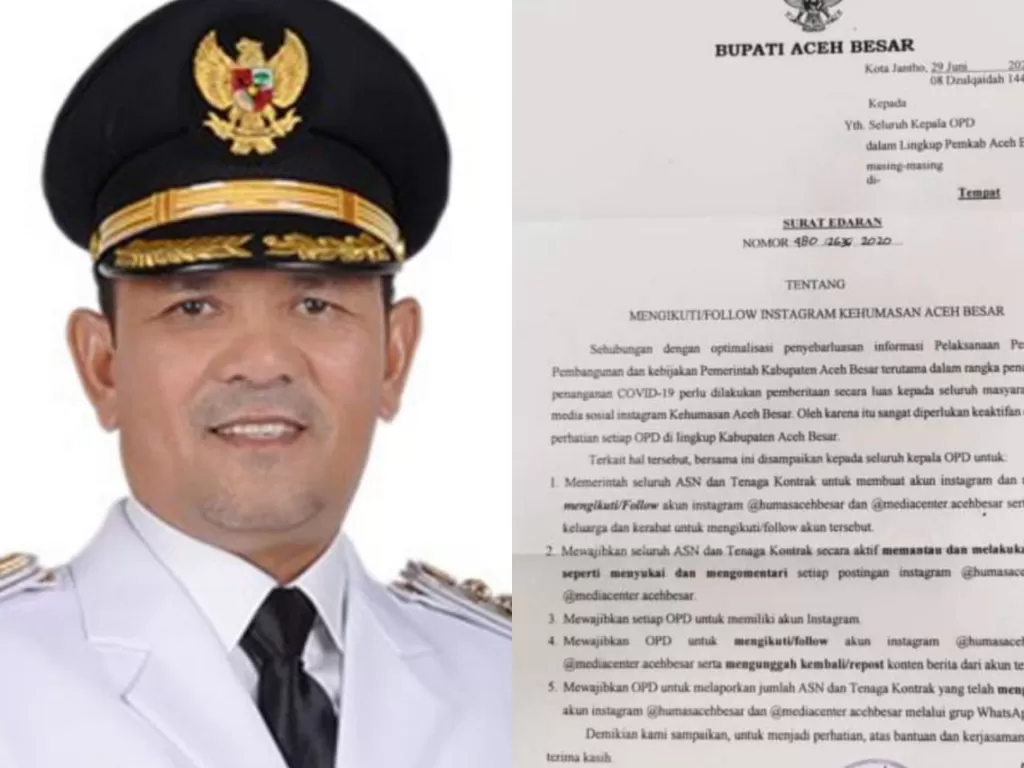 Kolase Bupati Aceh Besar Mawardi Ali dan surat edaran 
