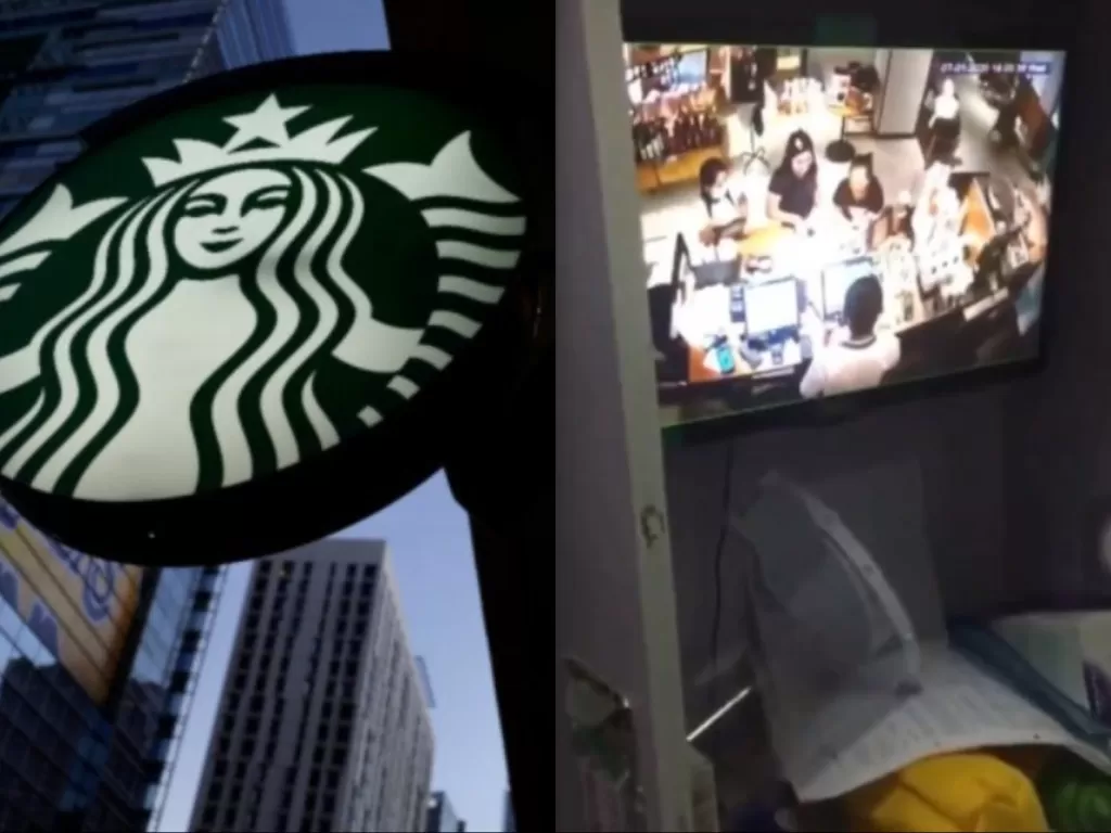Video viral pelecehan seksual melalui CCTV di gerai Starbucks. (REUTERS/Mike Blake/Twitter/LisaAbet)