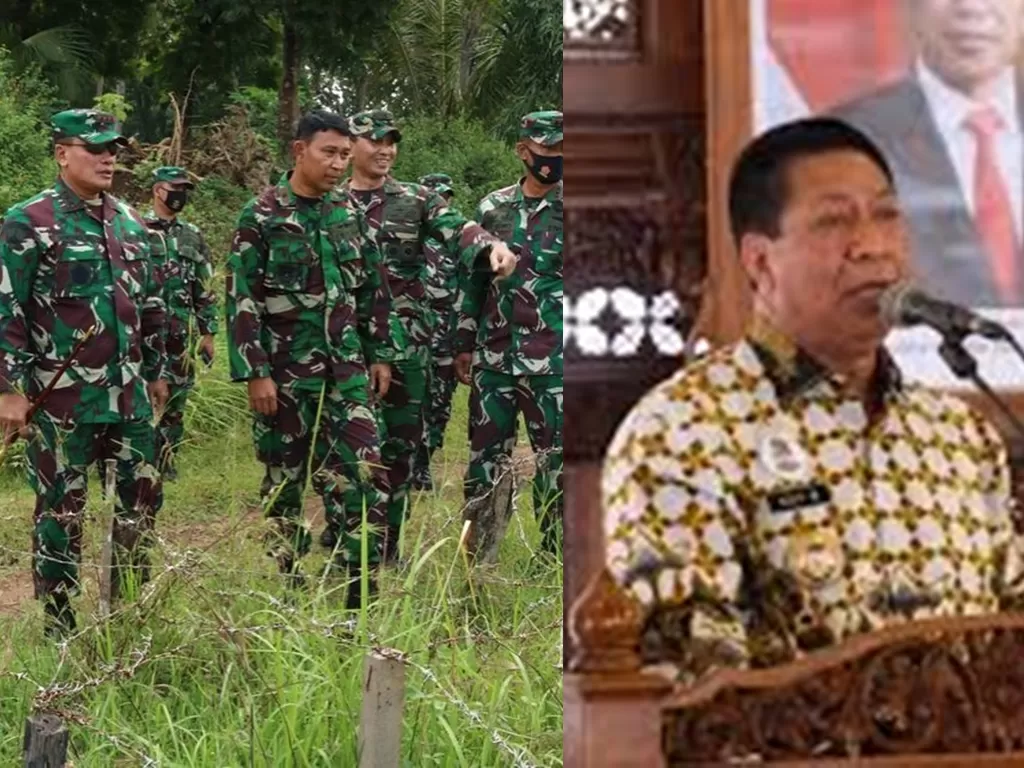 Wali Kota Magelang,  Sigit Widyonindito (kanan) dan sejumlah anggota TNI di halaman Akademi TNI di Magelang (kanan) (Foto: Antara/Heru Suyitno))