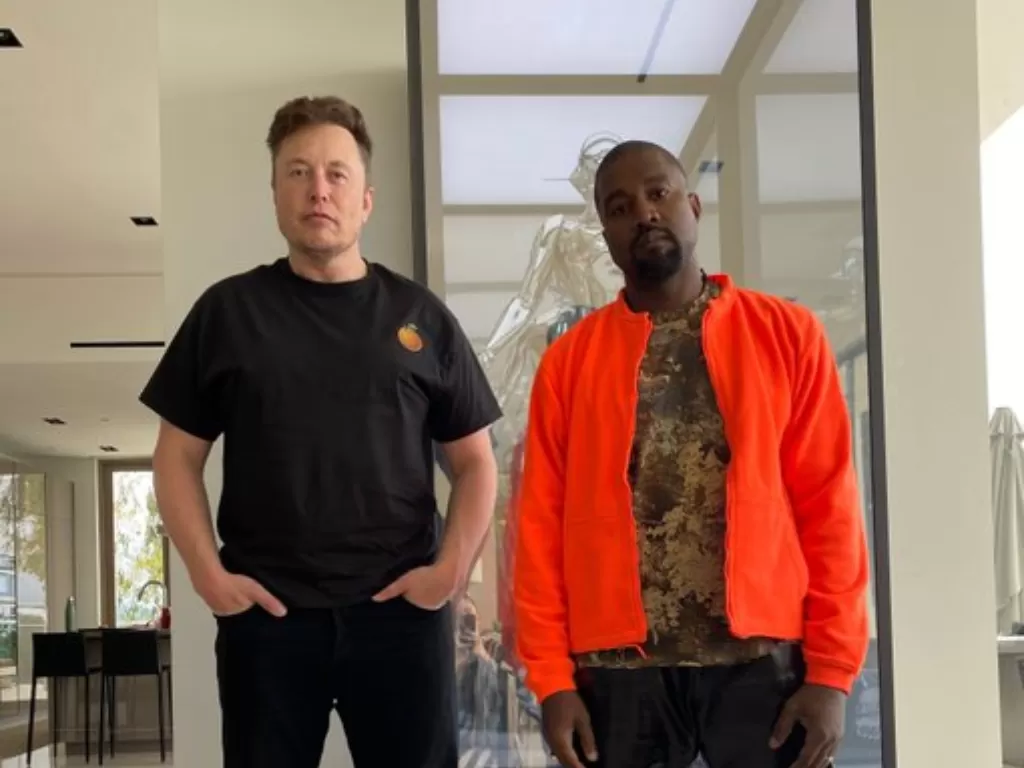 Elon Musk (kiri) dan Kanye West (kanan). (Twitter/@kanyewest)