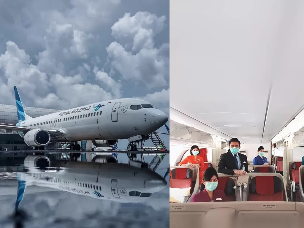 Pesawat Garuda Indonesia dan sejumlah kru pesawatnya. (Foto: Instagram/Garuda Indonesia)