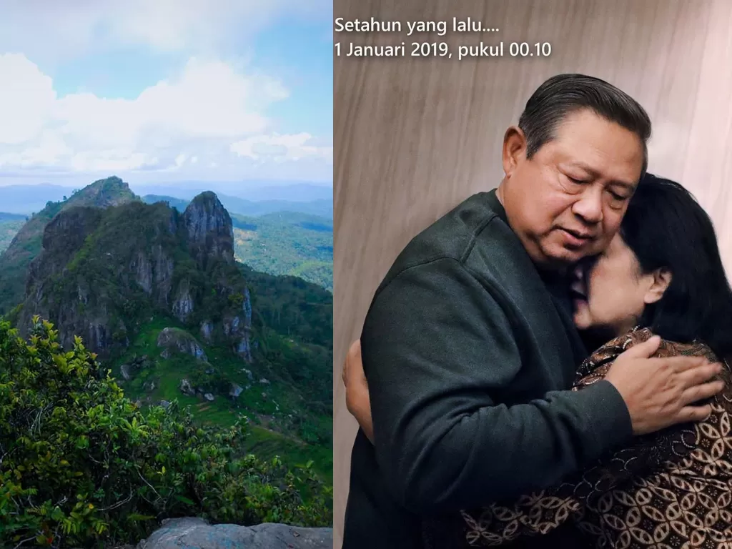 Gunung Limo (kiri), SBY dan Ani Yudhoyono (kanan). Foto: (Instagram/@aniyudhoyono)