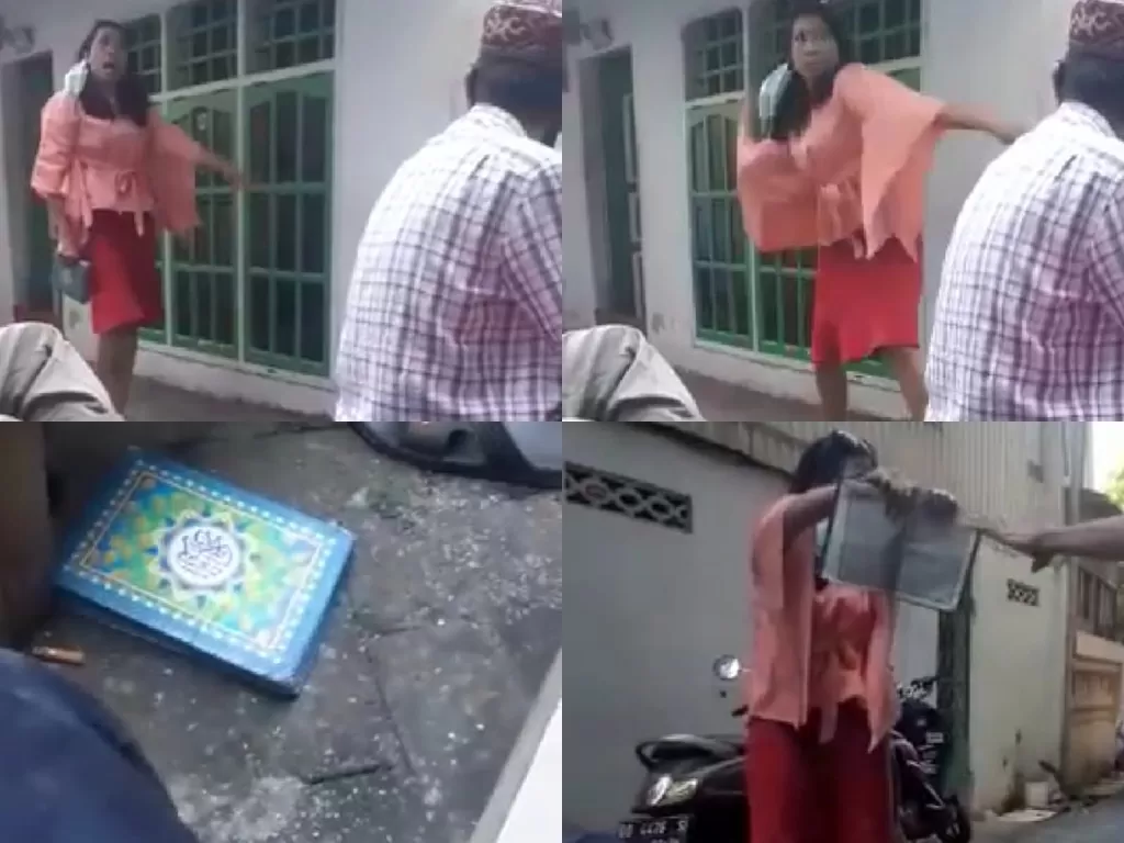 Cuplikan video viral perempuan lempardan ancam robek Al Quran