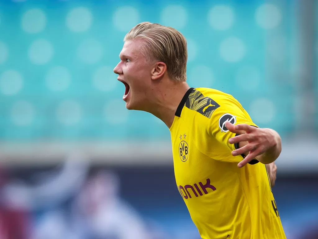 Penyerang muda Borussia Dortmund, Erling Haaland. (Ronny Hartmann/Pool via REUTERS)
