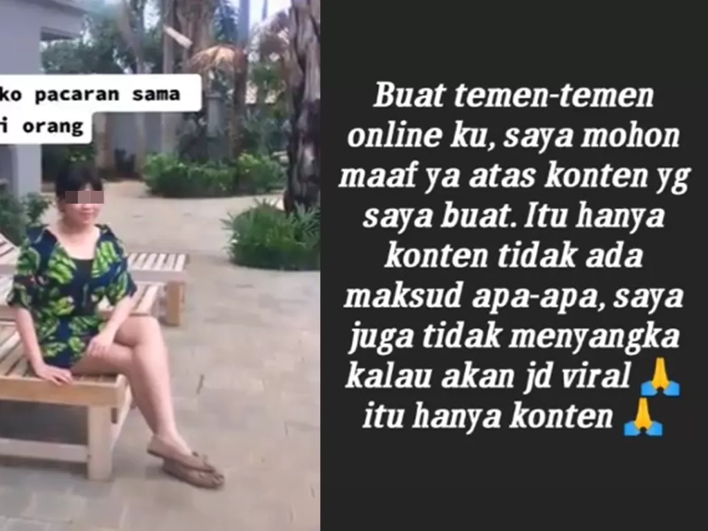 Wanita yang viral karena bikin video risiko pacaran sama suami orang. (Screenshot)