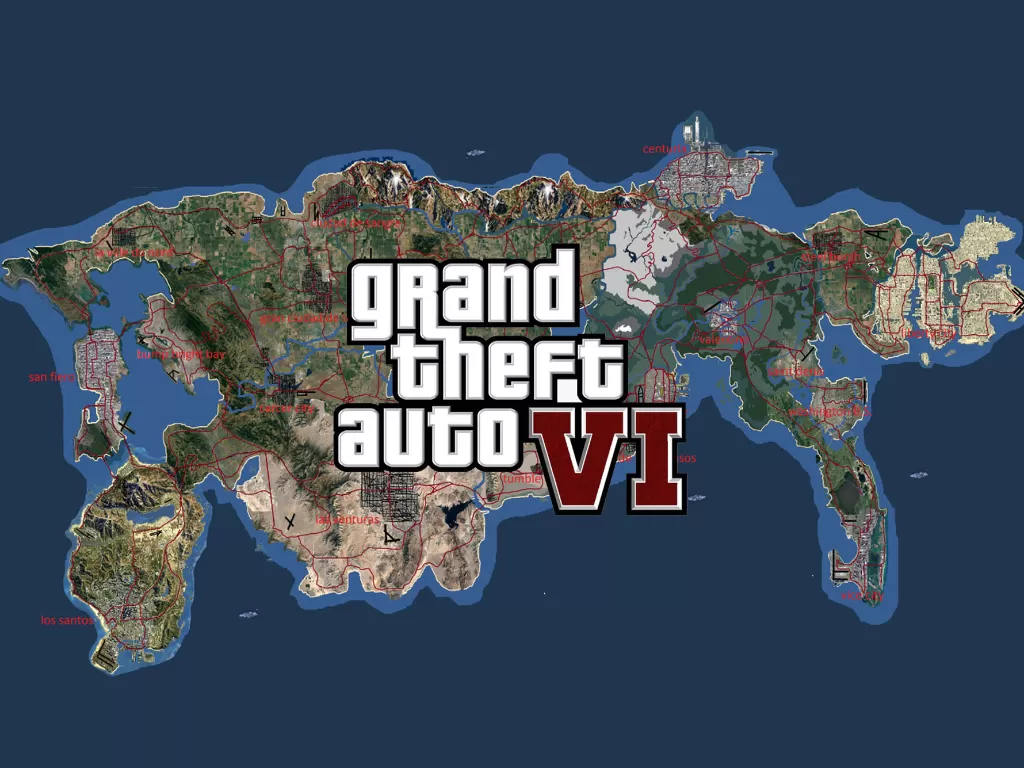 Konsep map dari GTA VI buatan fans (photo/Reddit/r/GTA)