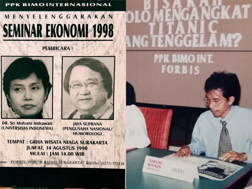 Foto-foto momen seminar ekonomi tahun 1998 yang dihadiri Jokowi dan Sri Mulyani. (Foto: Facebook/Mayor Haristanto)