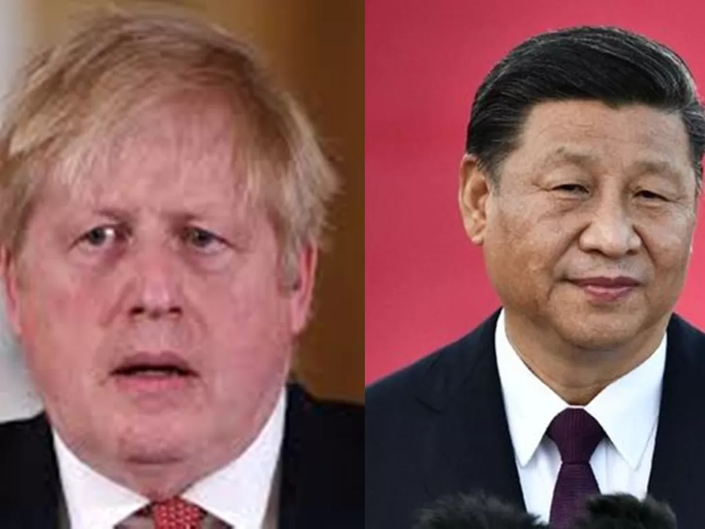 Perdana Menteri Inggris Boris Johnson dan Presiden China Xi Jinping.
