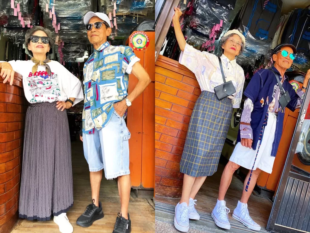 Pasangan lansia yang berpenampilan modis. (Photo/Instagram/@wantshowasyoung)