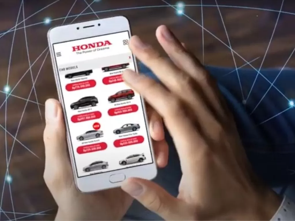 Ilustrasi penjualan mobil Honda melalui aplikasi online. (Dok. Honda)