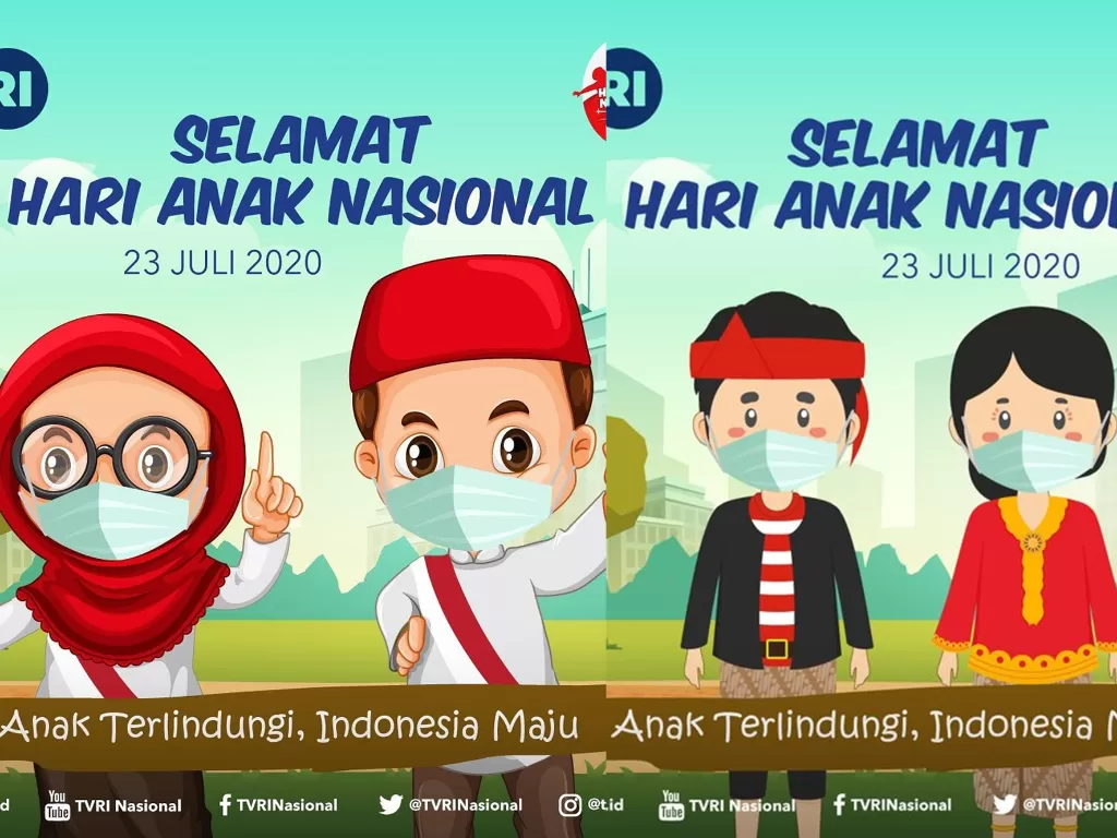 Ilustrasi Hari Anak Nasional 2020 yang diunggah oleh Televisi Republik Indonesia (TVRI). (Foto: Twitter/TVRI)