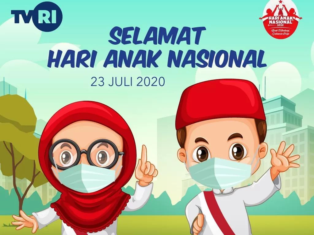 Ilustrasi Hari Anak Nasional 2020 yang diunggah oleh Televisi Republik Indonesia (TVRI). (Foto: Twitter/TVRI)