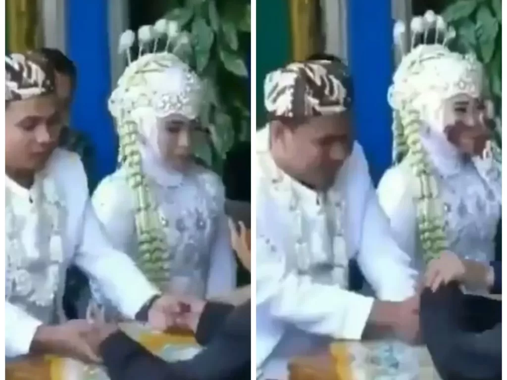 Pengantin pria ajak penghulu gambreng saat ijab kabul. (Instagram/@jokesehat)