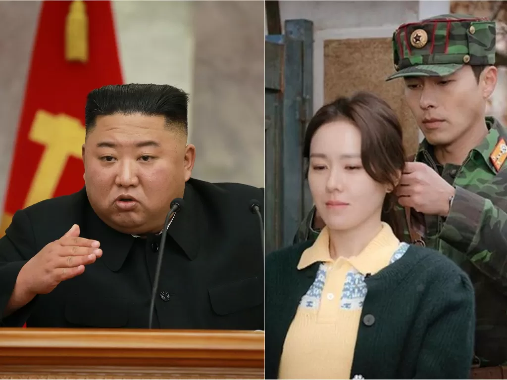 Kiri: Kim Jong Un (KCNA/via REUTERS) / Kanan: Drakor Crash Landing on You (Netflix)