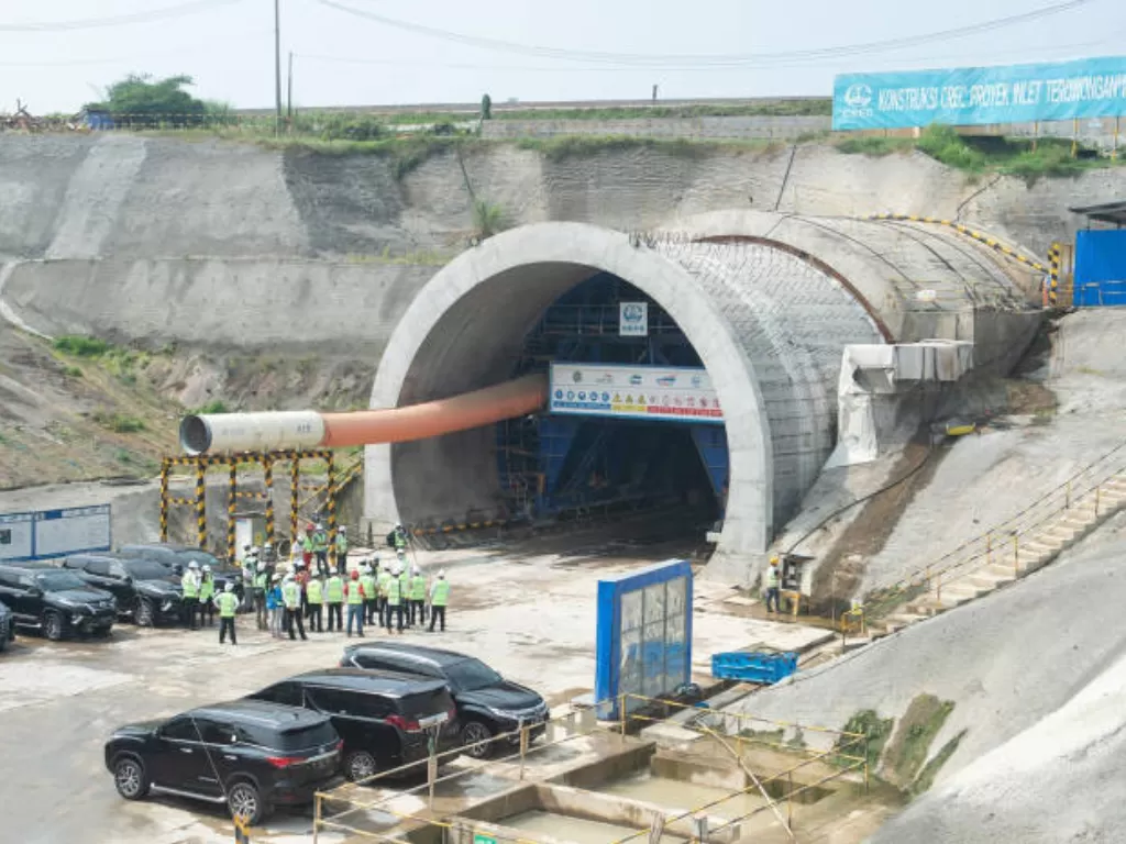 Lokasi pembangunan Terowongan No. 10 dari proyek Kereta Cepat Jakarta-Bandung, 28 Juni 2020. (Xinhua/Du Yu)